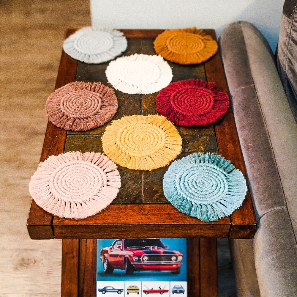(2) Handmade Boho Cozy Home Coasters - Picture 3 of 4